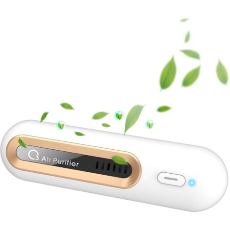 Purificateur D'Air à L'Ozone Désodorisant Portable Mini Éliminateur D'Odeurs Charge Usb Filtre à Air Pour Voiture Bureau Allergies Animaux Poussière Pollen Cheveux Odeurs, Blanc (1/5)