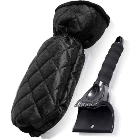 Grattoir à Glace,Grattoir à Glace avec Gant, avec Doublure intérieure Chaude,Grattoir Vitre Voiture,Anti Givre Raclette Pare Brise pour Pare Brise de Voiture SUV/Camion (Noir) (1/5)