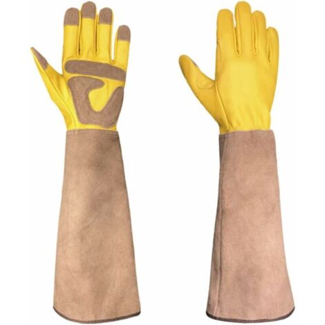Gants De Jardinage Gants De Jardinage Thorn Gants Imperméables en Cuir Jardinage avec Protection Durable À Long Flexible Jardinage Cadeaux pour Forearm Femmes/Hommes Jardin & Building Work——M (1/5)