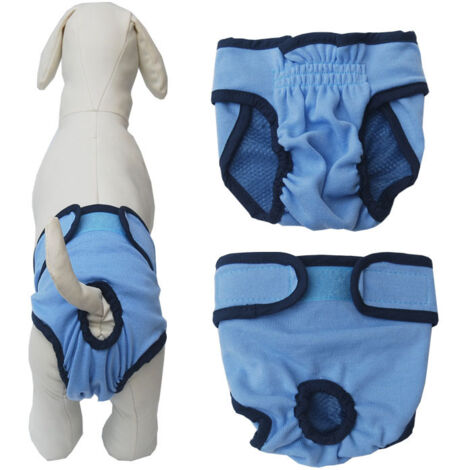 Réutilisable Pantalon Physiologique Culotte Sanitaire Chiens Femelle Couches Hygiéniques pour Petits Moyens et Grands Chiens(bleu) (1/5)