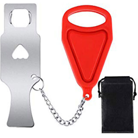 Portable Hôtel Serrure De Porte Auto Défense Butoir De Porte Voyage Voyage Hébergement Butoir De Porte Serrure De Porte Sécurité Porte 1 pcs Rouge (1/5)