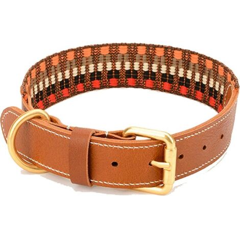 Collier pour chien en cuir avec collier en sangle à boucle ardillon en métal Idéal pour les chiens de taille moyenne, l'entraînement à la course à pied et l'utilisation quotidienne : XL (1/5)
