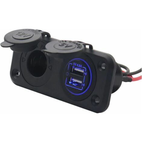 Prise allume-cigare modifiée pour voiture double chargeur de voiture USB chargeur de voiture prise allume-cigare 12/24V avec interrupteur