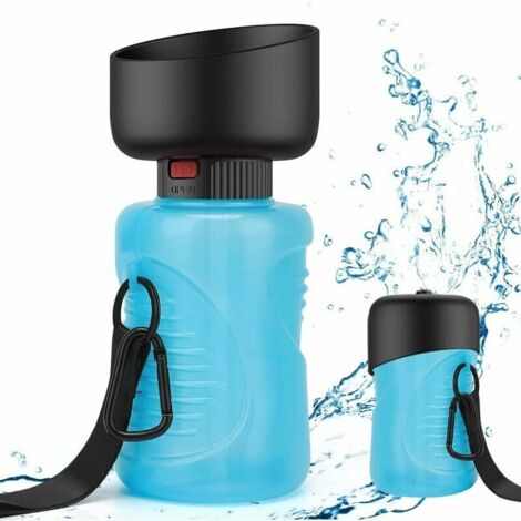 Bouteille d'eau pliable pour chien 500 ml, bouteille d'eau portable pour chien, gourde pour animaux de compagnie pour camping en plein air, cadeaux pour chiens chats (bleu) (1/5)