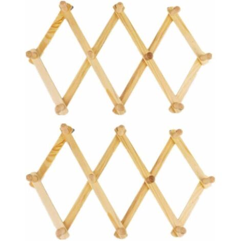 Crochet de porte-manteau en bois, crochet mural accordéon extensible, porte-manteau mural pliant en bois pour chapeaux, ceintures, parapluies (1/5)
