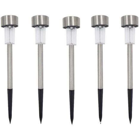 Lot de 5 bornes solaires à LED lampes de jardin à planter,lumière blanche
