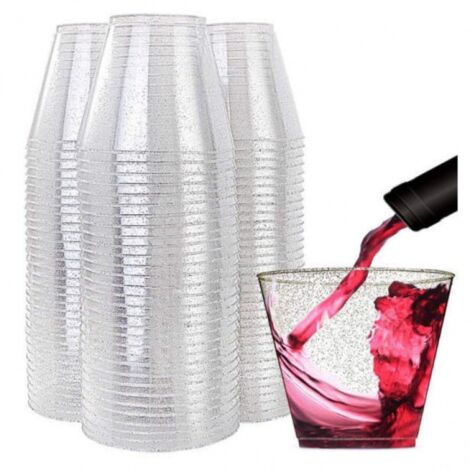 25 gobelets en plastique à paillettes 9 oz/270 ml gobelets en plastique réutilisables gobelets à paillettes élégants tasses de mariée tasses de fête recyclables (1/5)