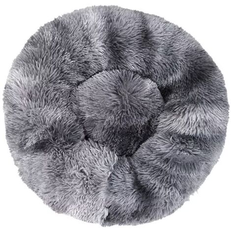 Lit pour Chat, Coussin Fluffy, Doux Lavable pour Chats Chiens (Tie-dye gris foncé, 40 cm), Ensoleillé