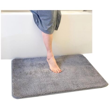 Tapis de bain : tapis antidérapant, fibre de polyester douce et moelleuse, adapté au salon et à la chambre, très absorbant, gris foncé, 32  20 pouces