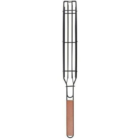 Grille 1 pièce, grille en fer, pince pour hot-dog, cage à saucisses avec manche en bois, pince pour grille épaisse (1/4)