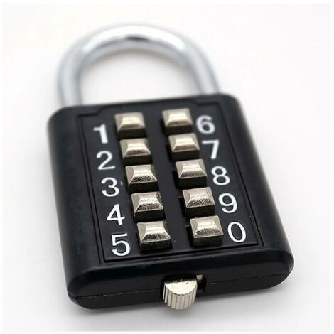 10-Digit Cadenas à Combinaison , Métal étanche et Fermoir Combiné en Acier plaqué - Noir Anti-vol Bouton Cadenas,GU.B/bon (1/5)