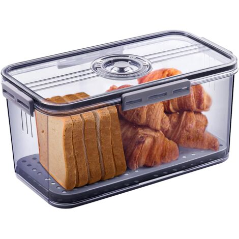 Boîte à pain hermétique pour comptoir de cuisine, récipient de stockage de pain avec couvercle, récipient de stockage de pain avec couvercle, boîte à pain pour pain fait maison, toasts, bagels, beigne (1/5)