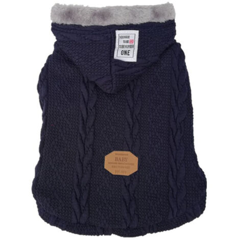 Vetements Pour Animaux En Tricot A Capuche Pour Chien Chandail Chat Pull Sweat Chaud Et Doux Vetements D'Hiver Pour Chiens Animaux Petites Et Moyennes, Bleu, M (1/5)