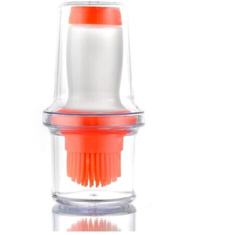 Brosse à huile en silicone de qualité alimentaire avec couvercle et bouteille brosse à huile en silicone (orange) (1/5)