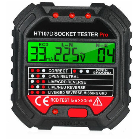 Kkmoon Gfci Testeur De Sortie Avec Tension.Afficheur 90-250V Testeur De Prise Electrique Automatique Du Circuit Polarites Detecteur De Tension Disjoncteur Finder Ht107D (1/5)