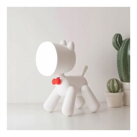 Les étudiants de bande dessinée de veilleuse apprennent à charger une petite lampe de table à LED, maison de chambre à coucher avec lampe de chevet endormie, blanc (1/5)