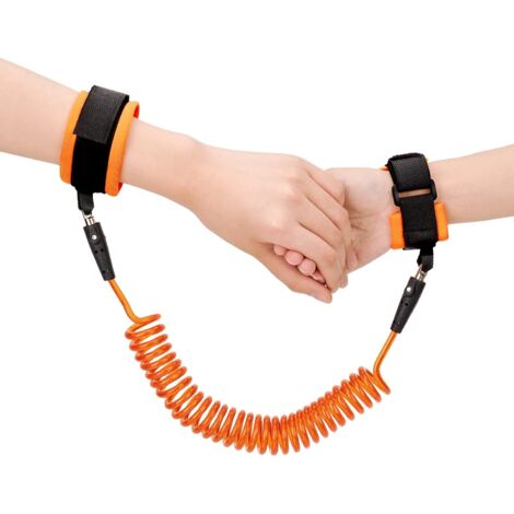 Laisse de ceinture de poignet anti-perte de 2,5 m pour enfants, laisse de sécurité en câble élastique rotatif à 360 ° pour bébé et tout-petit (orange), Ensoleillé (1/5)