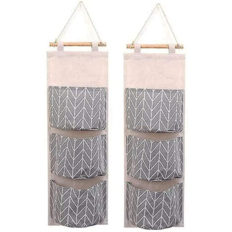 2 packs imperméables à l’eau Sacs de rangement suspendus muraux avec 3 poches (gris) (1/2)