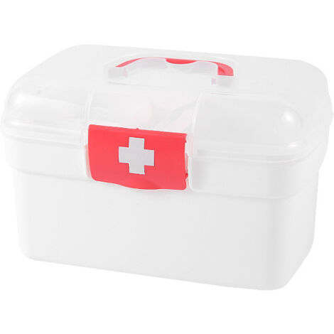 Boîte à médicaments domestique en plastique, boîte de rangement de médicaments ménagers, boîte médicale d'urgence pratique de grande capacité (1/5)