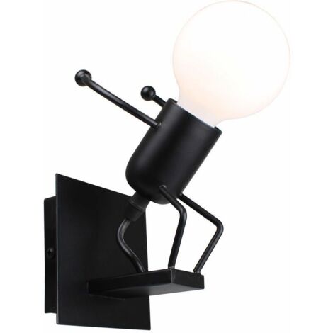 Créative Applique Murale Petit Gens Dansant Noir,Rétro Lampe de Mur Poupée De Mode Iron Man pour Bar Chambre Cuisine Restaurant Café Couloir (1/5)