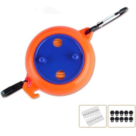 Corde à linge rétractable, 8 m, portable, résistant au vent, idéale comme séchoir de l’extérieur, de voyage, de camping, pour suspendre les vêtements, orange (1/5)