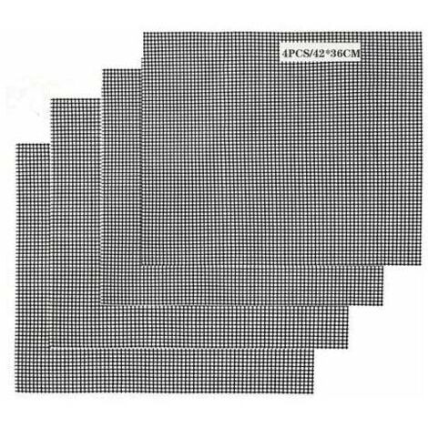 BBQ Grill Tapis de Cuisson Antiadhésif 4 Pièces, Feuille de Cuisson Réutilisable Résistant à la Chaleur, pour Barbecue Intérieur et Extérieur (4PCS, 42 36cm) (1/5)