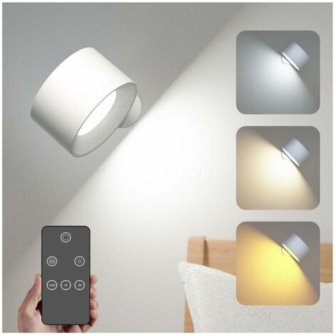 UlisemApplique Murale Interieur,Spots muraux,Télécommande et commande tactile,3 Niveaux de Luminosité,3 Modes de Couleur,Rendu des couleurs élevé Ra≥85,Sans fil,Batterie rechargeable haute capacité (1/4)