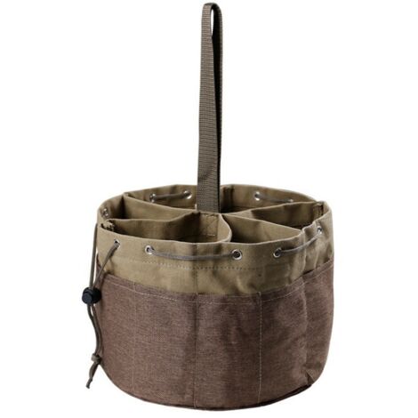 Banc de pêche de jardinage pliant, sac à outils de jardin seau, rond kaki-Ensoleillé (1/3)