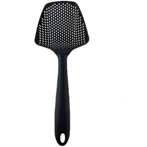 Passoire, cuillère passoire/passoire, cuillère, égoutter et servir, résistante à la chaleur jusqu'à 200°C (392°F), lavable au lave-vaisselle, grande, noire (1/5)