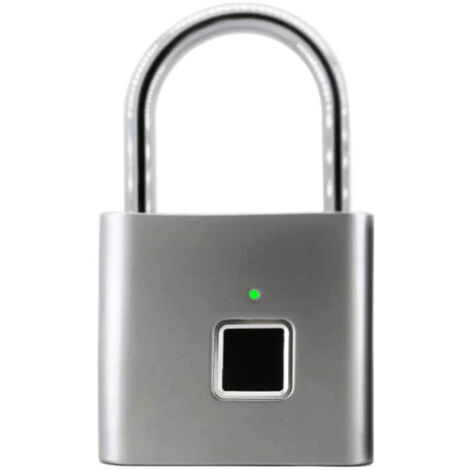 Cadenas à empreintes digitales, Bluetooth Lock APP Déverrouillage, cadenas intelligent, serrure biométrique sans clé adaptée pour sac à dos, vélo, casier d'école, serrure de casier de gym(argent) (1/5)