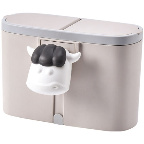 Poubelle pour Bureau Table Basse de Bureau Cuisine Petite Poubelle en Plastique Coloré Poubelle en Plastique Spin Cover Bucket(rose abricot) (1/5)