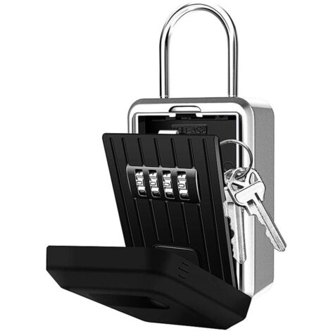 Boite à Clé Sécurisée Montage Mural Boite a Clef avec Code Numérique à 4 Chiffres, Extra Grande Lock Box Coffre a Clefs Exterieur avec Anse, Format XL Boîte à Clés à Code Noir (Avec housse étanche)