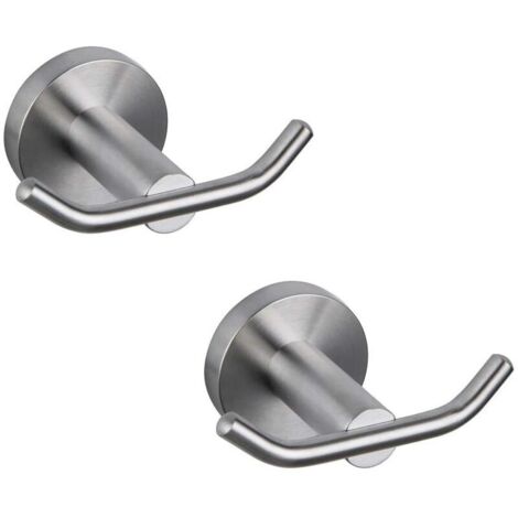 Porte-manteau de salle de bain en argent SUS 304 porte-manteau double en acier inoxydable / peignoirs, convient à la salle de bain et à la cuisine ensemble de 2 pièces mural de style hôtel moderne, En (1/5)