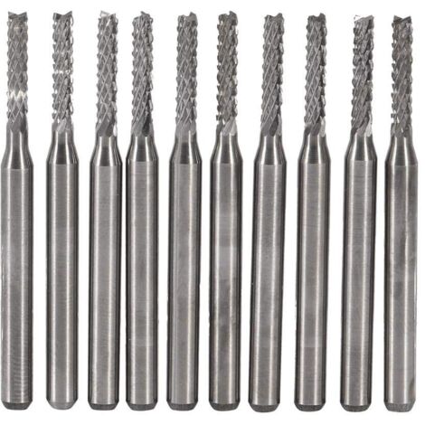 Jeffergarden 10pcs Fraise en Carbure Cémenté Fin Mill Gravure Bits Sculpture Perceuse Coupeur SMT/CNC/PCB 2mm (1/5)