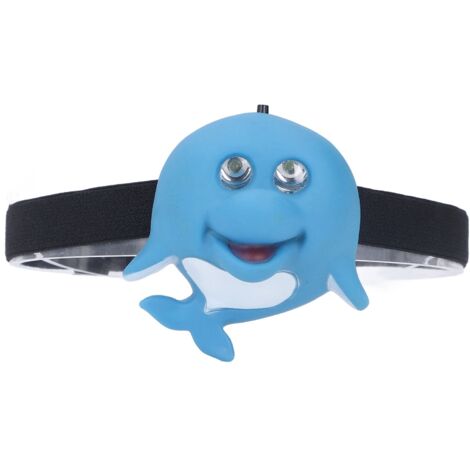 GARRYFIZH Lampe frontale enfant en forme de dauphin bleu, en plastique écologique, 2 modes d'éclairage, portable et alimentée par piles pour les activités de plein air. (1/5)