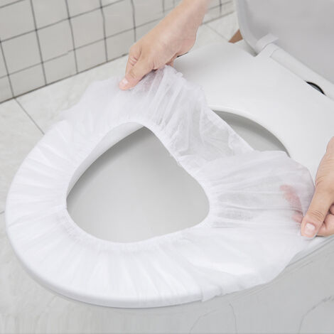 Housse de siège de toilette sanitaire 10pcs - Blanc (1/3)