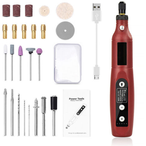 Ulisem Mini Perceuse Outils Rotatifs LED Mini Perceuse Électrique sans Fil USB Rechargeable pour DIY, Polissage, Coupe (1/5)