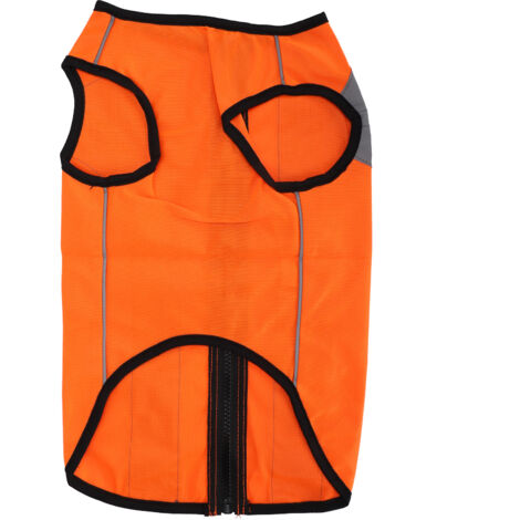 Jeffergarden Vêtements de sécurité de nuit pour animaux de compagnie, veste brillante, gilet léger réfléchissant, fermeture éclair pour chiens, Orange fluorescent XL