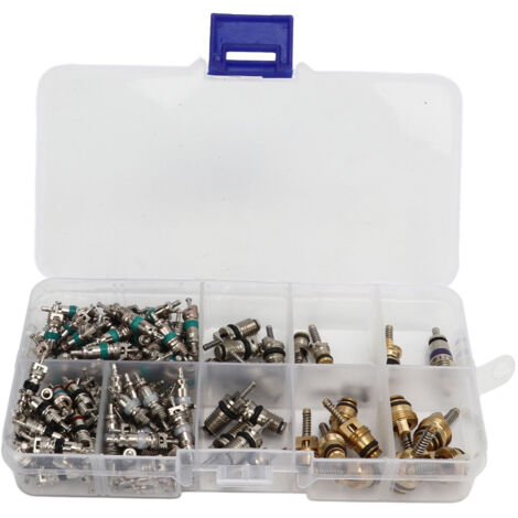 Jeffergarden Noyau de Valve de climatisation, 134 pièces, noyau de tige de Valve de pneu de réfrigération Compact et précis pour voitures, camions, vtt, motos