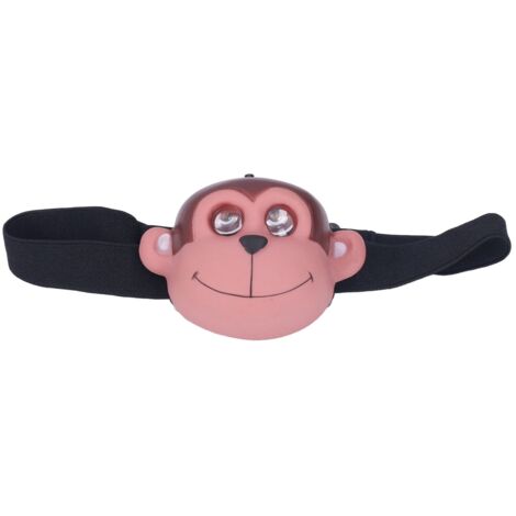 GARRYFIZH Lampe frontale enfant en forme de singe, 2 modes d'éclairage, alimentée par piles, légère, en plastique, LED, idéale pour les sports de plein air (1/5)