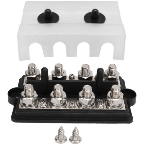 Jeffergarden Barre omnibus Marine RV Terminal de batterie bloc de distribution d'énergie 2 rangées M8 goujon DC12-48V 150A noir (1/5)