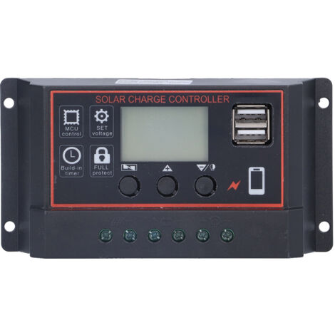 GARRYFIZH Contrôleur de charge intelligent pour panneau solaire, dispositif de protection avec écran LCD 12 V/24 V 20 A