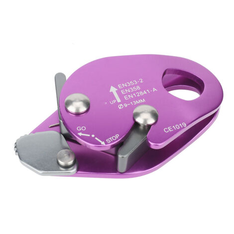 Descendeur d'arrêt de freinage automatique pour pince de corde de 9 à 13mm, anneau de Rappel de sauvetage, équipement d'escalade violet (1/5)