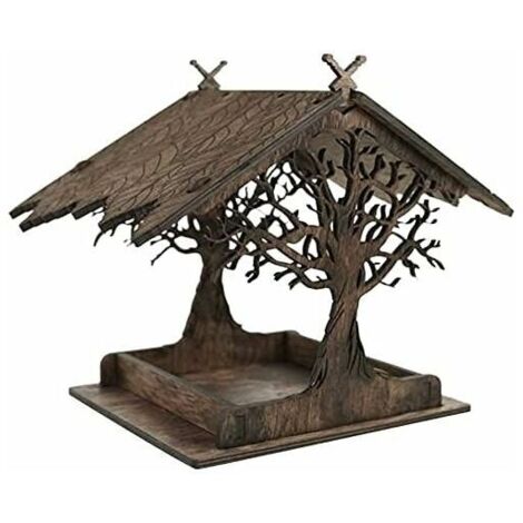 Ahlsen – Mangeoire à oiseaux en bois résistante aux intempéries – Facile à remplir et nettoyer – Pour attirer pinsons, mésanges et colibris