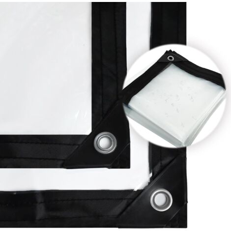 Jusch – Bâche de protection imperméable transparente 3x3m – Polyéthylène résistant aux intempéries – Œillets en aluminium pour installation facile