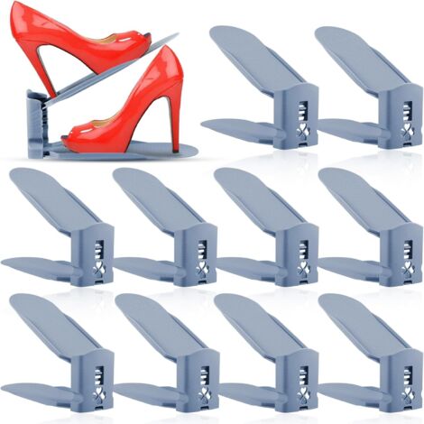 10 PCS Support à Chaussures Réglables,Chaussures Support Rack,Empiler Les Chaussures,Organiseur de Chaussures (1/5)