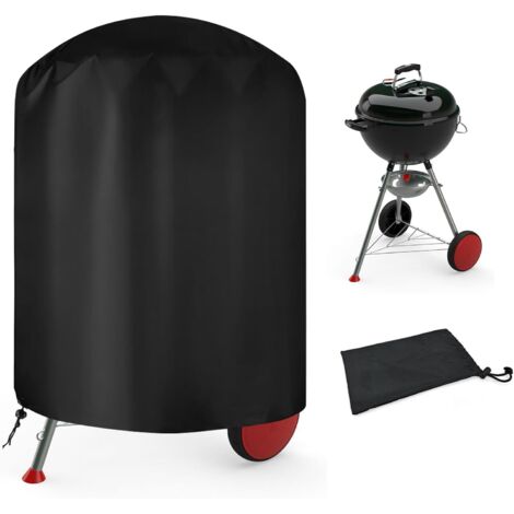 Jusch – Housse de barbecue ronde 77x72 cm – Imperméable 210D Oxford – Résistante aux déchirures et aux intempéries – Cordon de serrage ajustable