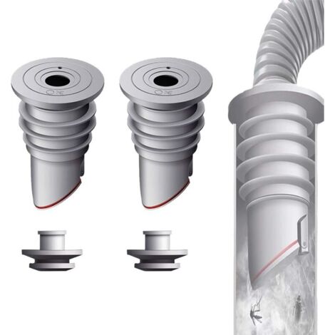 XVX – Joint de tuyau de machine à laver – Lot de 2 bouchons de désodorisant gris 35-40 mm – Silicone élastique pour étanchéité optimale