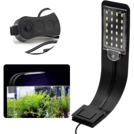 LED Lampe D'aquarium Éclairage D'aquarium Super Mince avec Lumière Blanch,e et Bleue, 2.5A, Noir