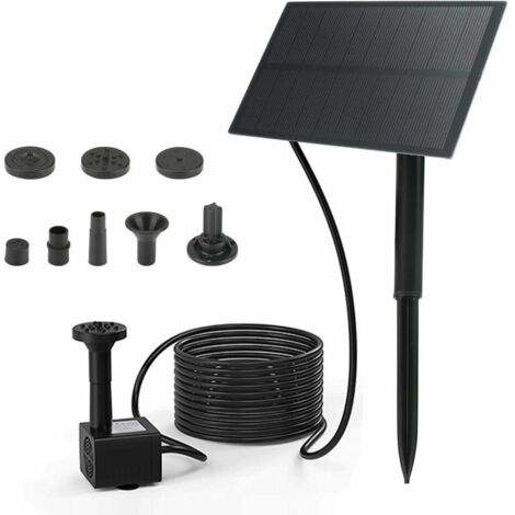 Mini pompe solaire pour fontaine à eau - 1,5 W - 160 l/h - Kit de pompe submersible à énergie solaire avec 4 pulvérisateurs différents - Pour jardin, petit étang, piscine, bain d'oiseaux,Lilaris